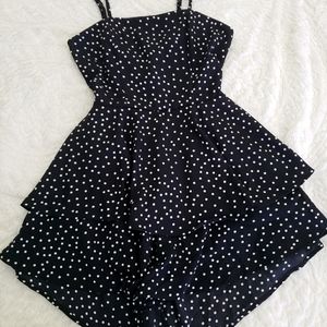 Blk/wht polka-dot romper